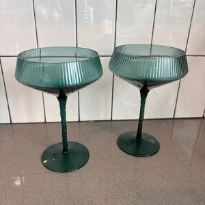NWT House of Hackney / Anthropologie green champagne coupe glasses
